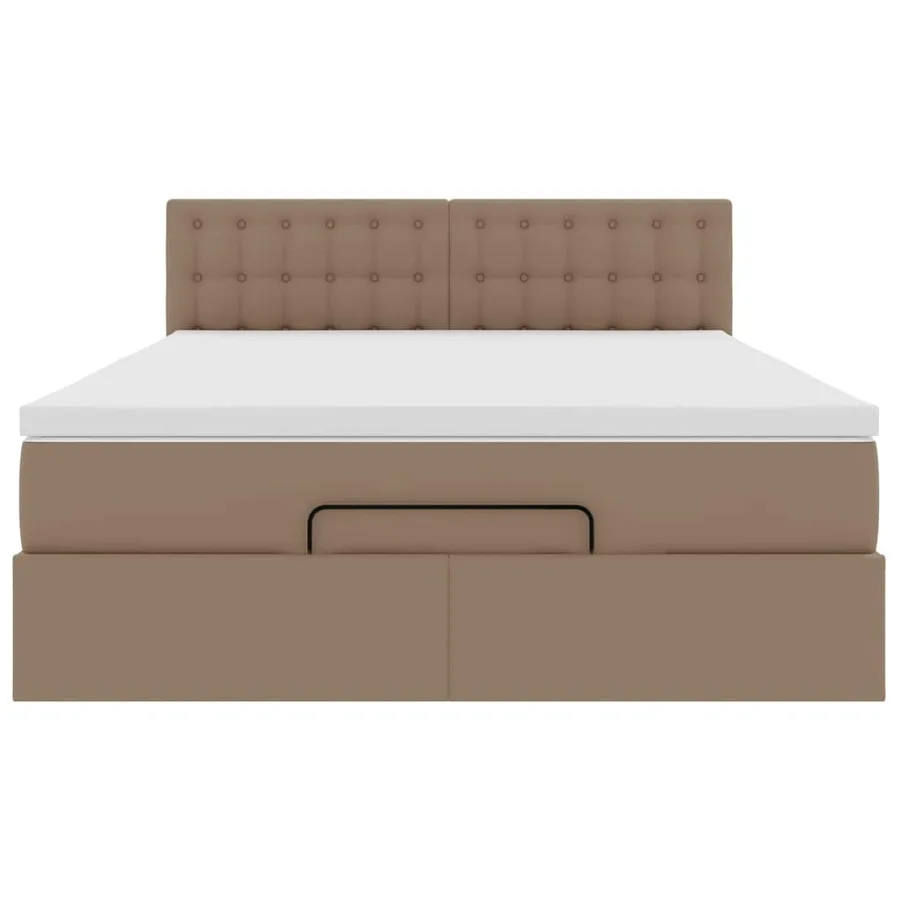 Lit ottoman avec matelas & LED Cappuccino 140x200cm similicuir - 8