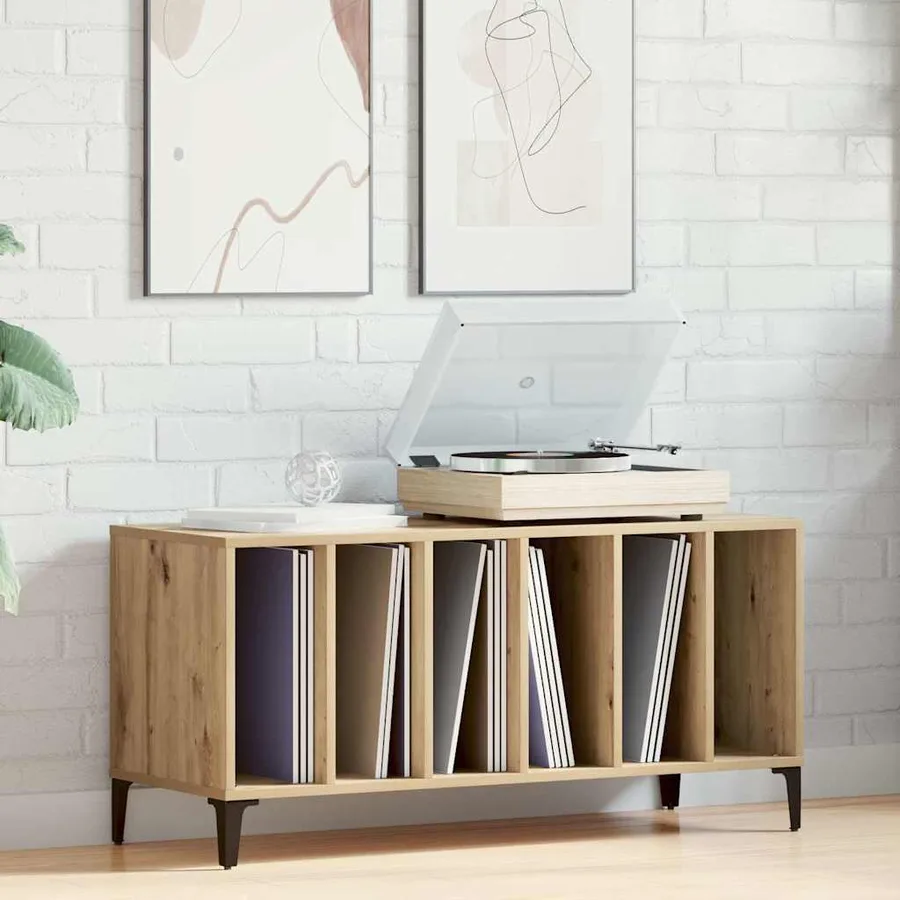 Armoire à disques chêne artisanal 100x38x48cm bois d'ingénierie - 3