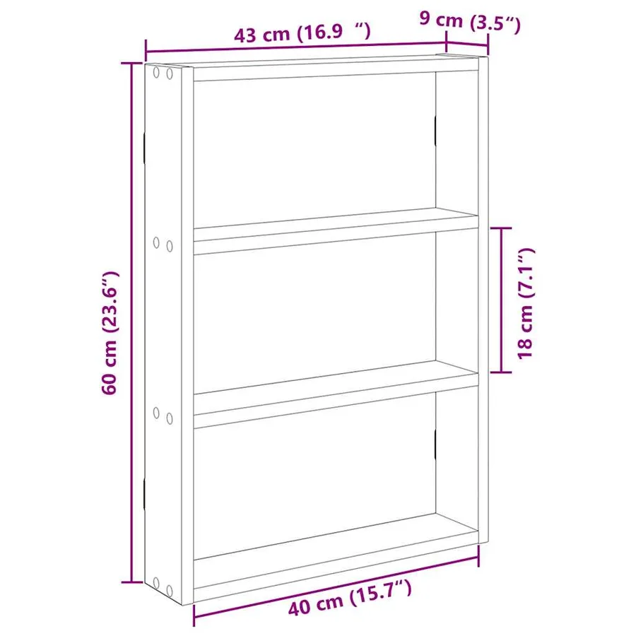 Étagère murale noir 43x9x60 cm bois d'ingénierie - 9