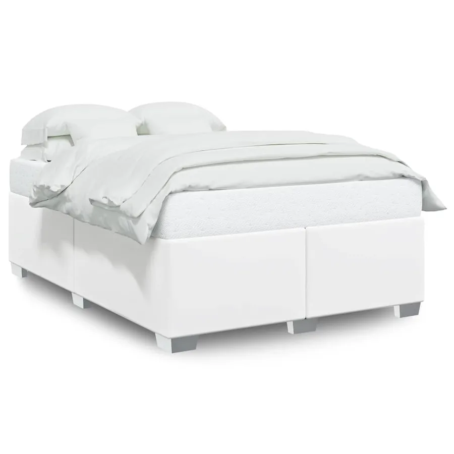 Cadre de lit sans matelas blanc similicuir - 2