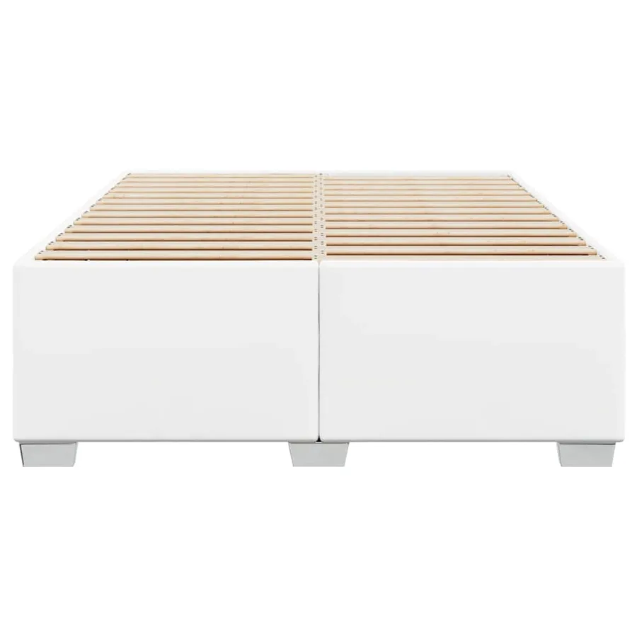 Cadre de lit sans matelas blanc similicuir - 4