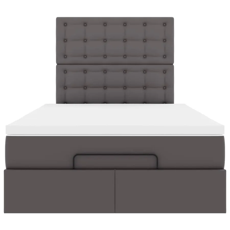 Cadre de lit ottoman avec matelas gris 120x190 cm similicuir - 8