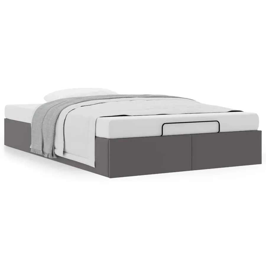 Cadre de lit ottoman sans matelas gris 120x190 cm similicuir - 4