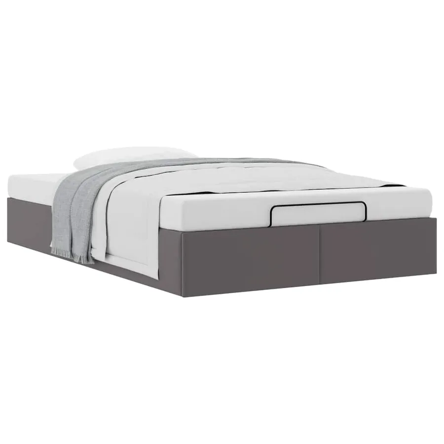 Cadre de lit ottoman sans matelas gris 120x190 cm similicuir - 5
