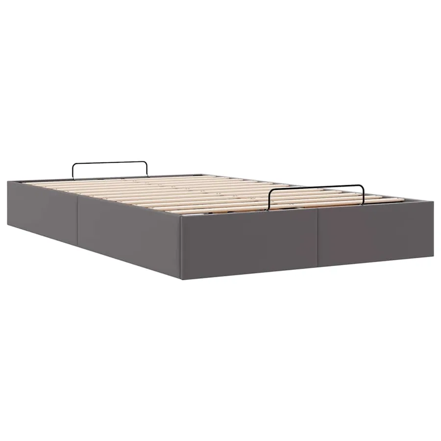 Cadre de lit ottoman sans matelas gris 120x190 cm similicuir - 6