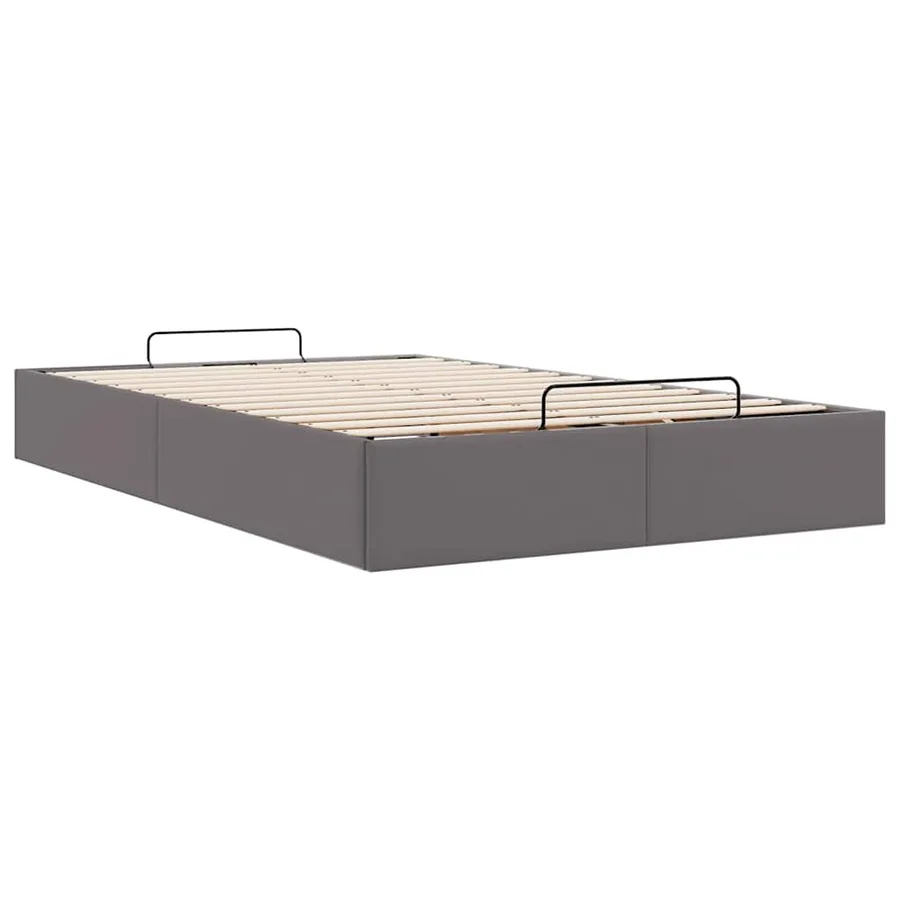 Cadre de lit ottoman sans matelas gris 120x190 cm similicuir - 9