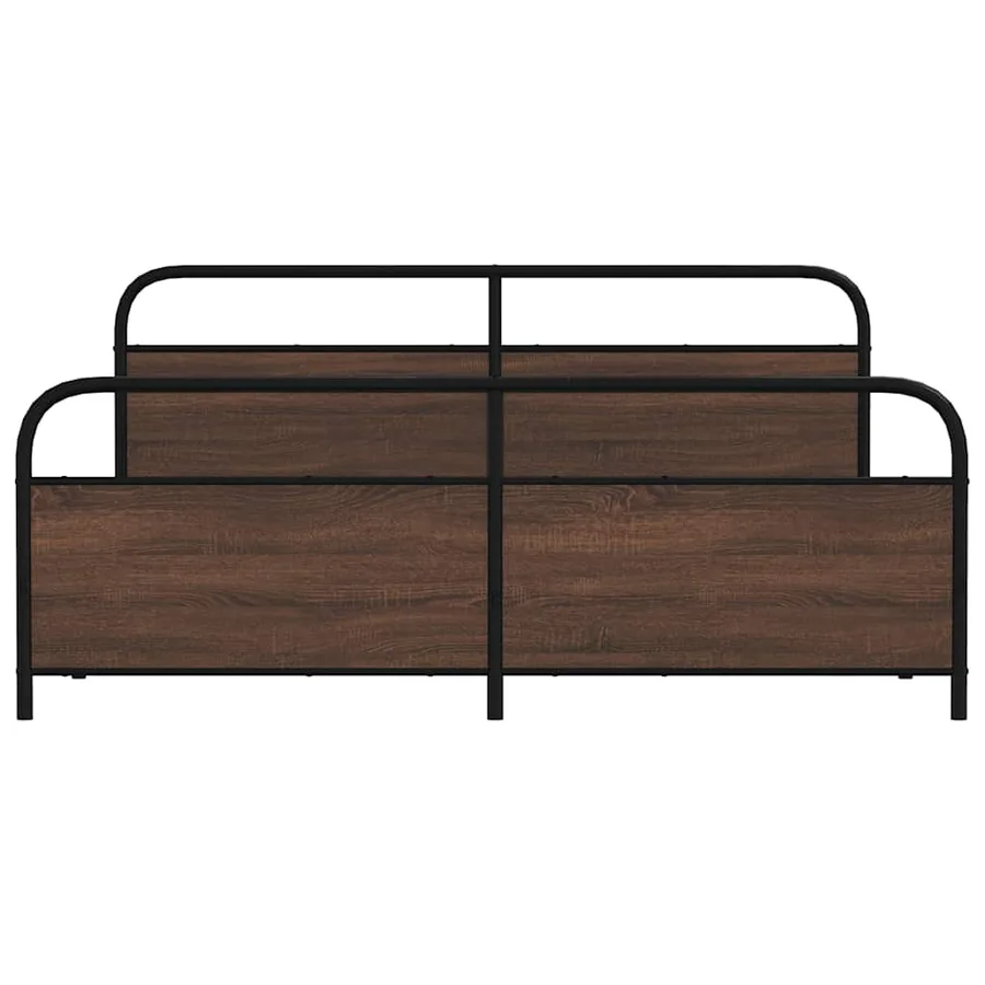 Cadre de lit en métal sans matelas chêne marron 193x203 cm - 5