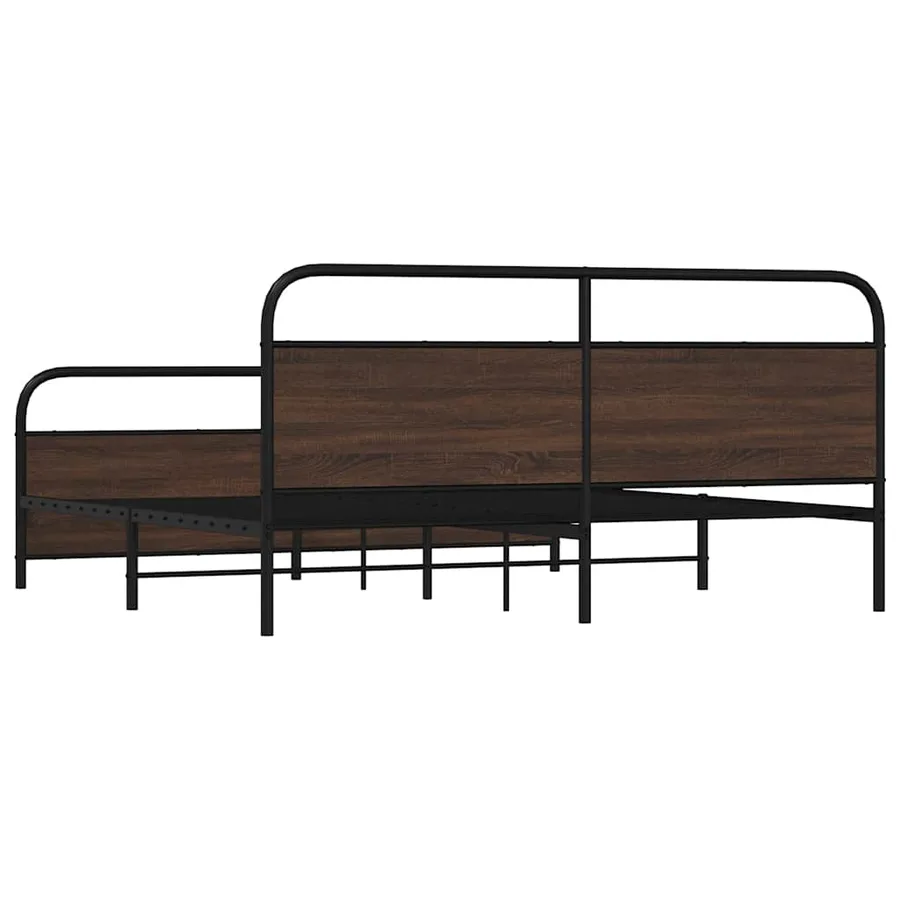 Cadre de lit en métal sans matelas chêne marron 193x203 cm - 7