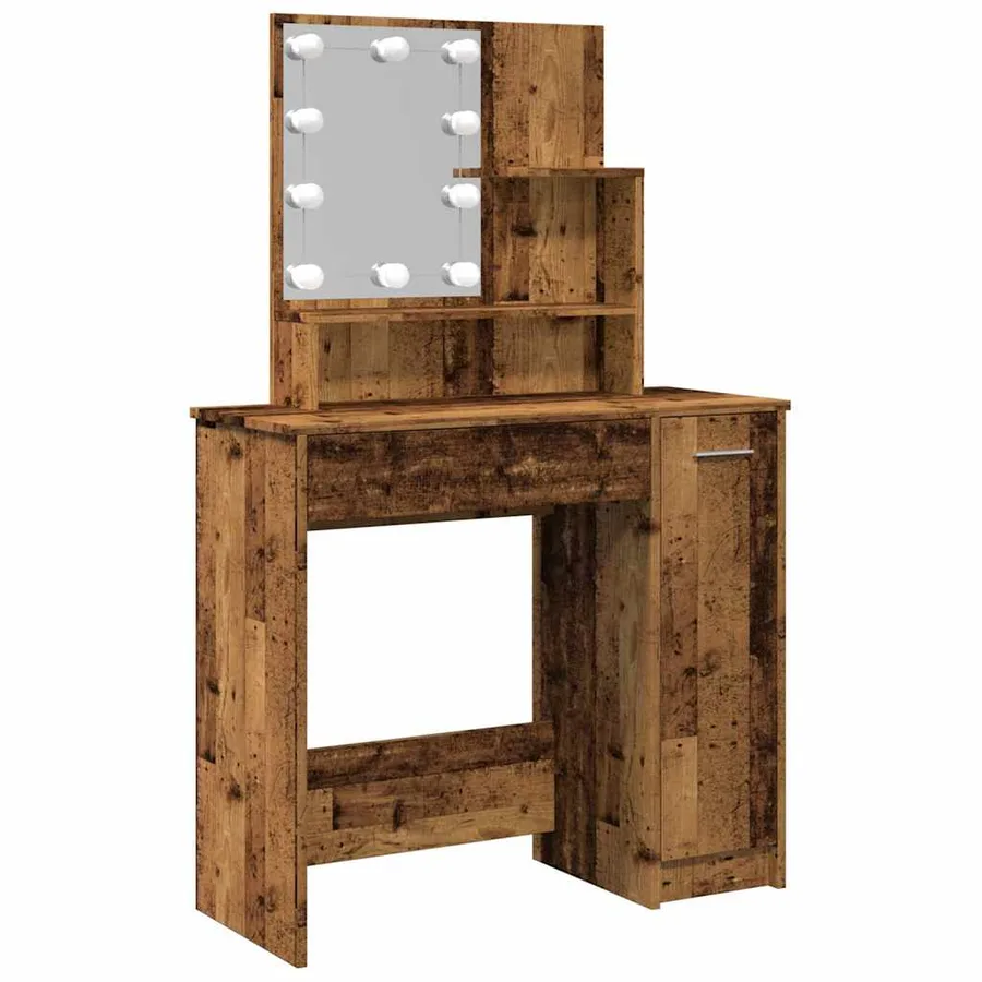 Coiffeuse avec LED vieux bois 86,5x35x136 cm - 2