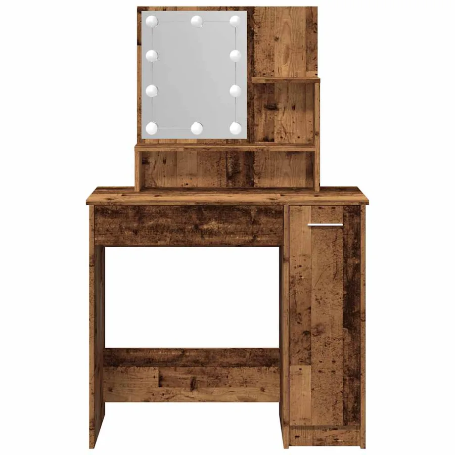 Coiffeuse avec LED vieux bois 86,5x35x136 cm - 5