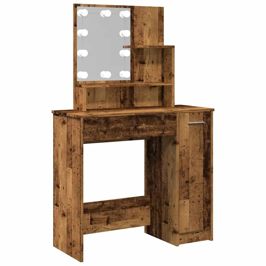 Coiffeuse avec LED vieux bois 86,5x35x136 cm - 8