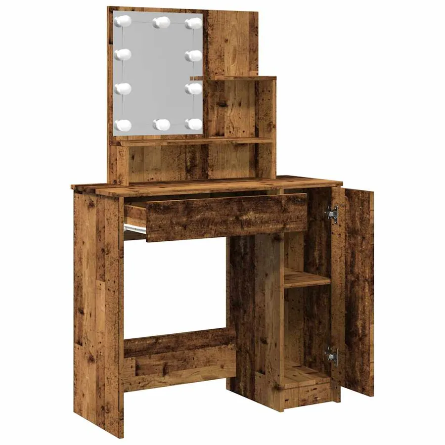 Coiffeuse avec LED vieux bois 86,5x35x136 cm - 9