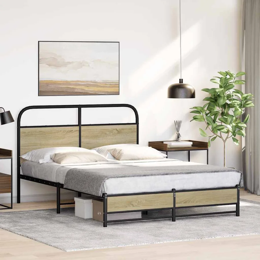 Cadre de lit sans matelas 120x190 cm cm chêne sonoma - 4