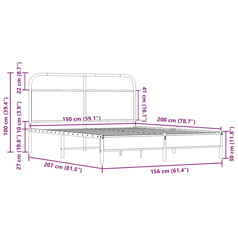 Cadre de lit sans matelas 150x200 cm chêne sonoma - 9