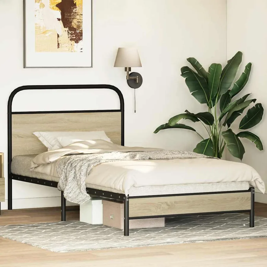 Cadre de lit sans matelas 107x203 cm chêne sonoma - 4