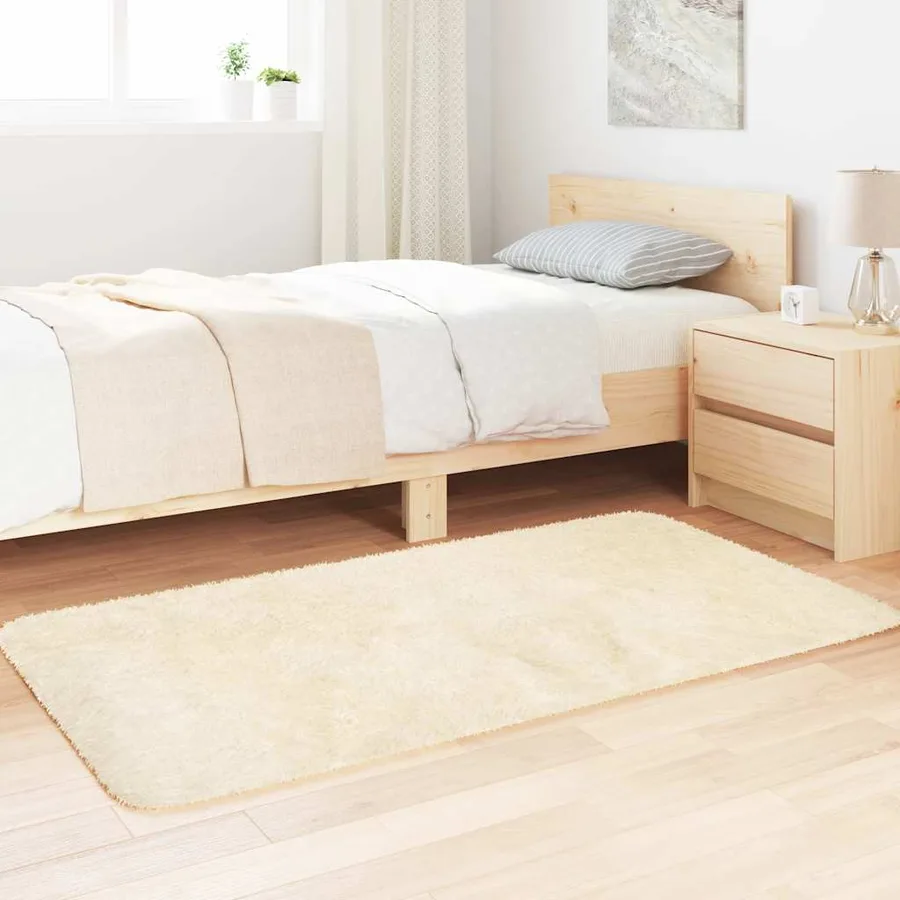 Tapis Shaggy à poils longs NAVARRA crème 80x150 cm polyester - 3
