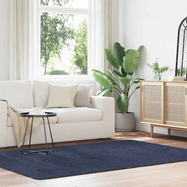 Tapis shaggy à poils longs NAVARRA bleu marine 160x230 cm