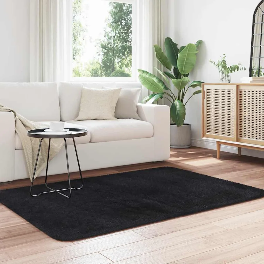 Tapis shaggy à poils longs NAVARRA noir 120x170 cm polyester - 3