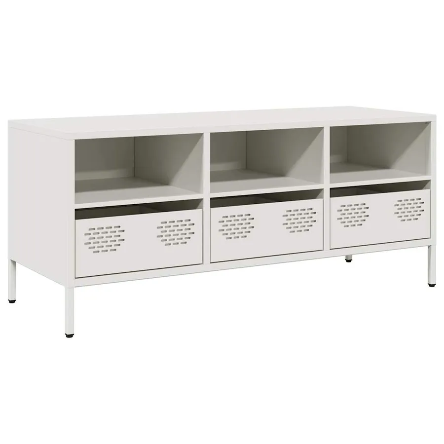Meuble TV blanc 101,5x39x43,5 cm acier laminé à froid - 2