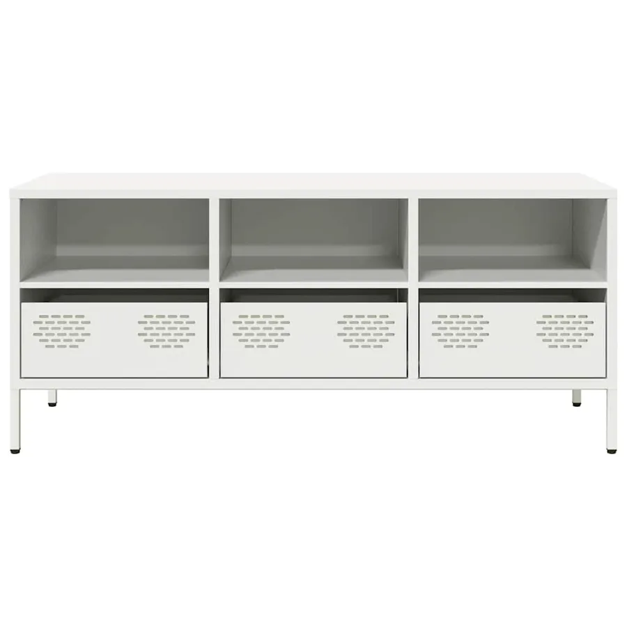 Meuble TV blanc 101,5x39x43,5 cm acier laminé à froid - 4