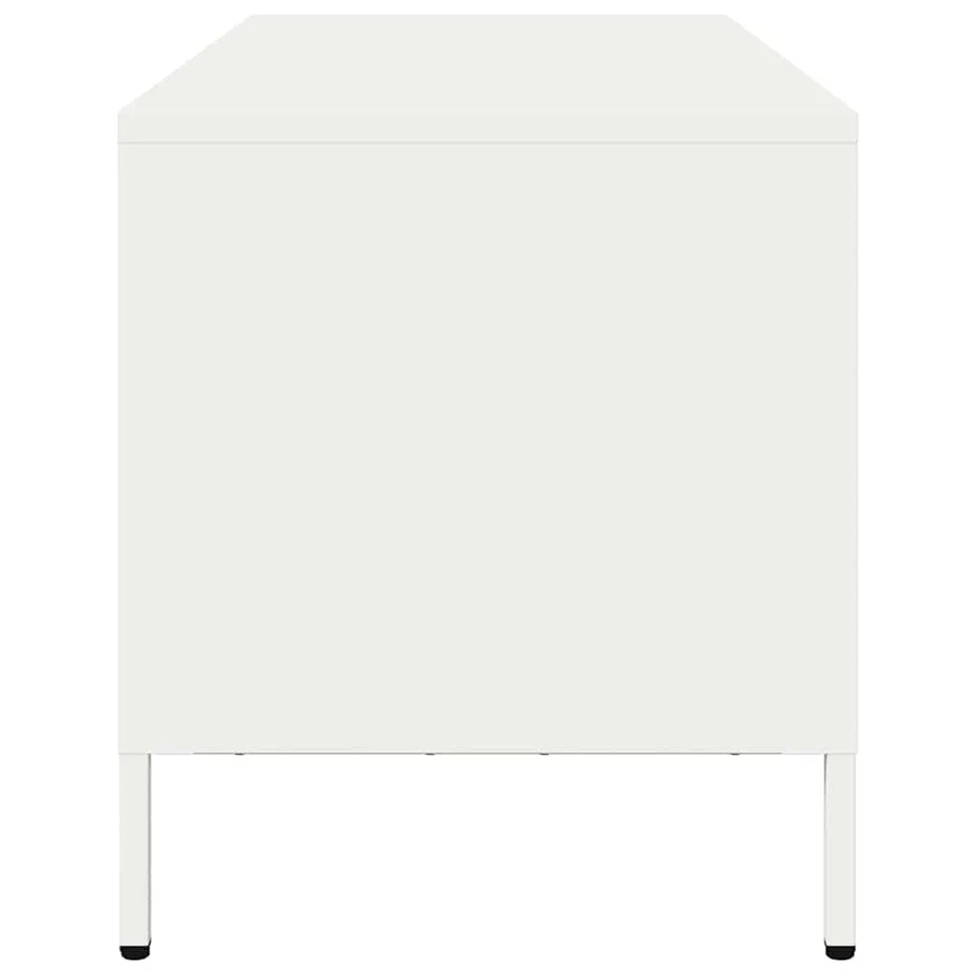 Meuble TV blanc 101,5x39x43,5 cm acier laminé à froid - 6