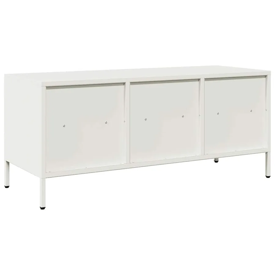 Meuble TV blanc 101,5x39x43,5 cm acier laminé à froid - 7
