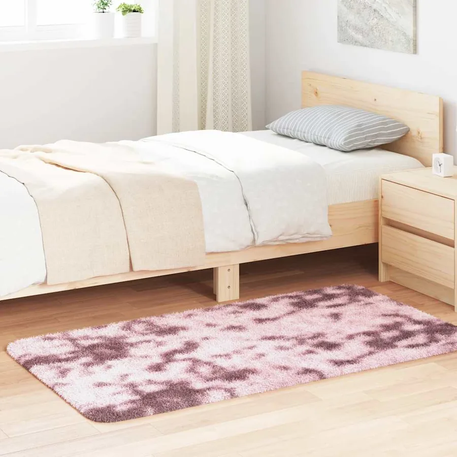 Tapis Shaggy à poils longs NAVARRA rose poudré 80x150 cm