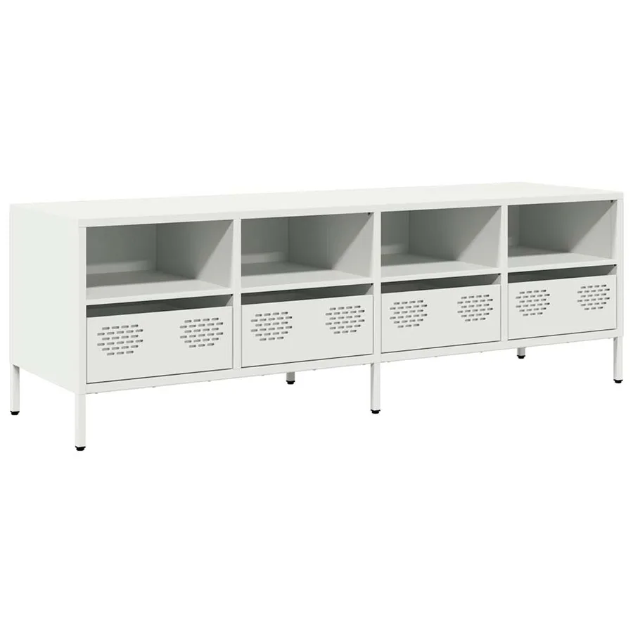 Meuble TV blanc 135x39x43,5 cm acier laminé à froid - 2