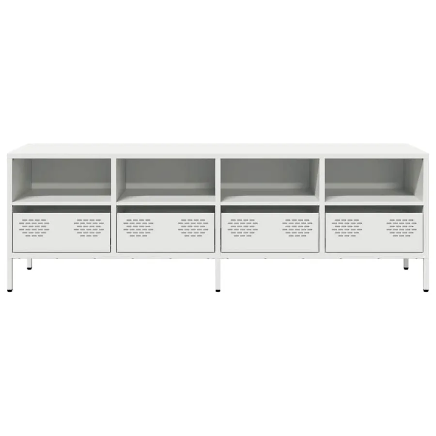 Meuble TV blanc 135x39x43,5 cm acier laminé à froid - 4