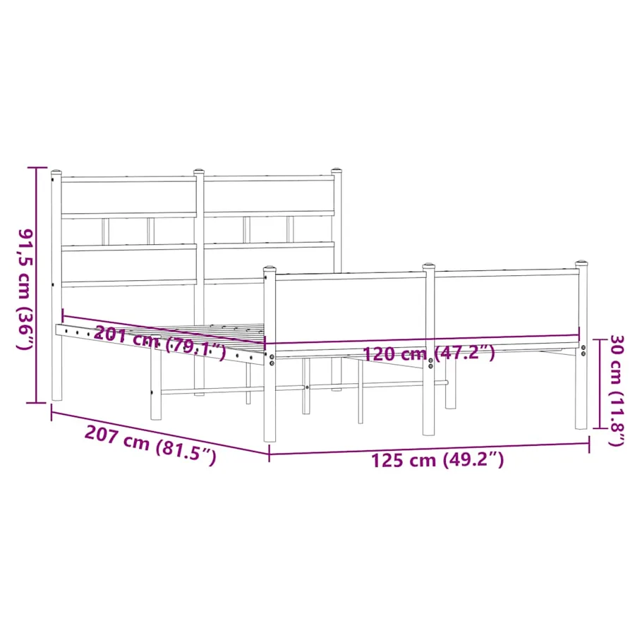 Cadre de lit sans matelas chêne marron 120x200 cm - 9