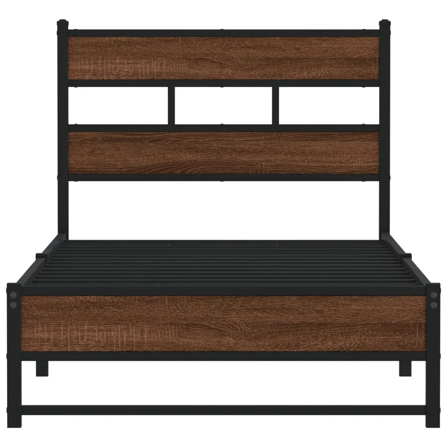 Cadre de lit en métal sans matelas chêne marron 75x190 cm - 4