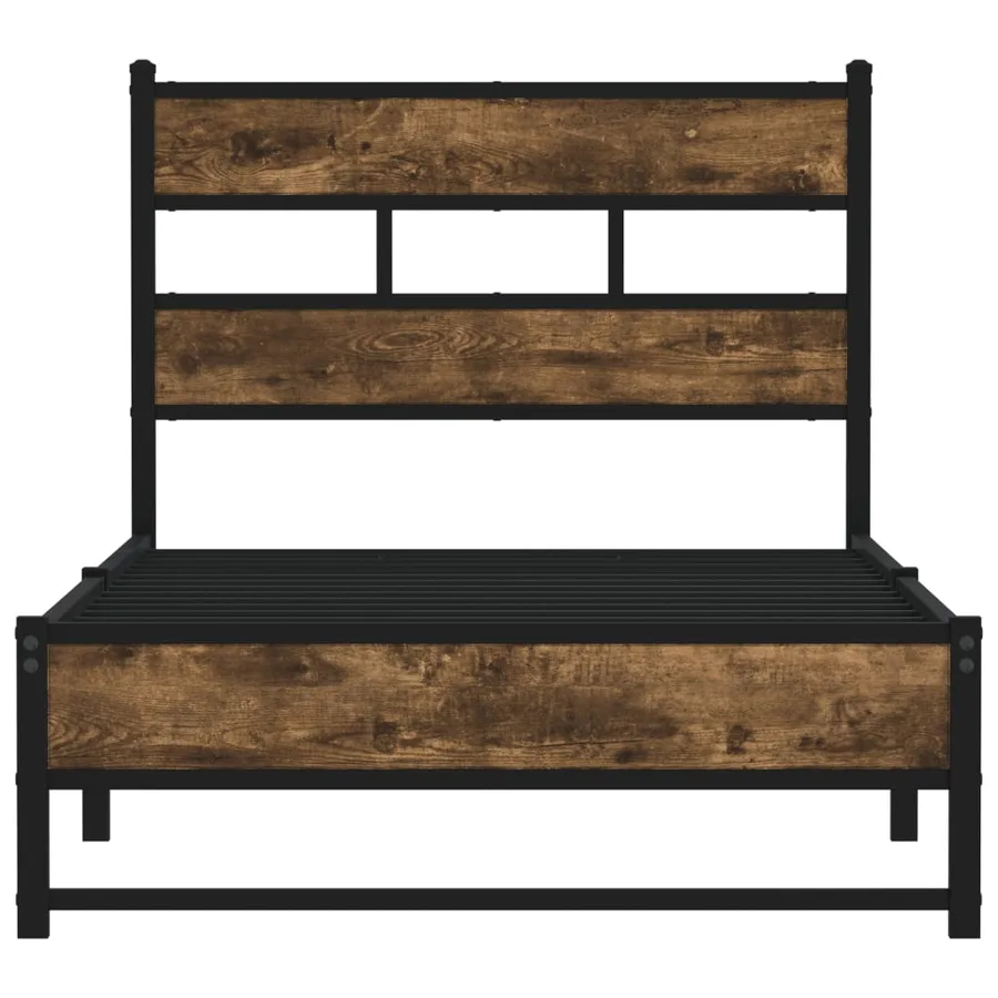 Cadre de lit en métal sans matelas chêne fumé 100x200 cm - 4