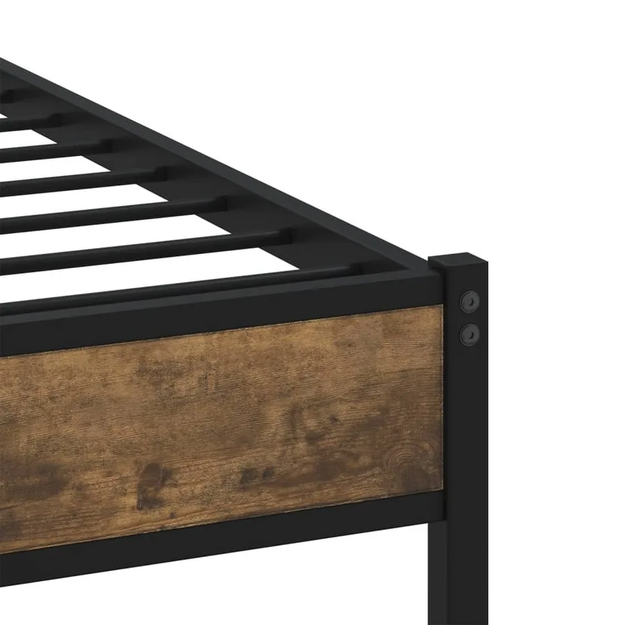 Cadre de lit en métal sans matelas chêne fumé 100x200 cm - 7