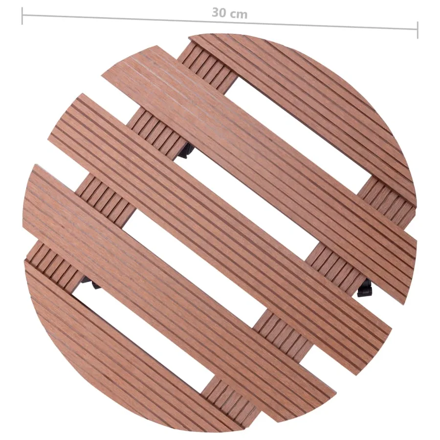 Chariots à plantes 4 pcs Marron Ø30x7,5 cm WPC - 6