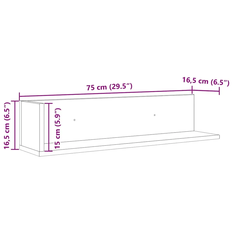 Étagères murales 2 pcs chêne sonoma 75x16,5x16,5 cm - 11