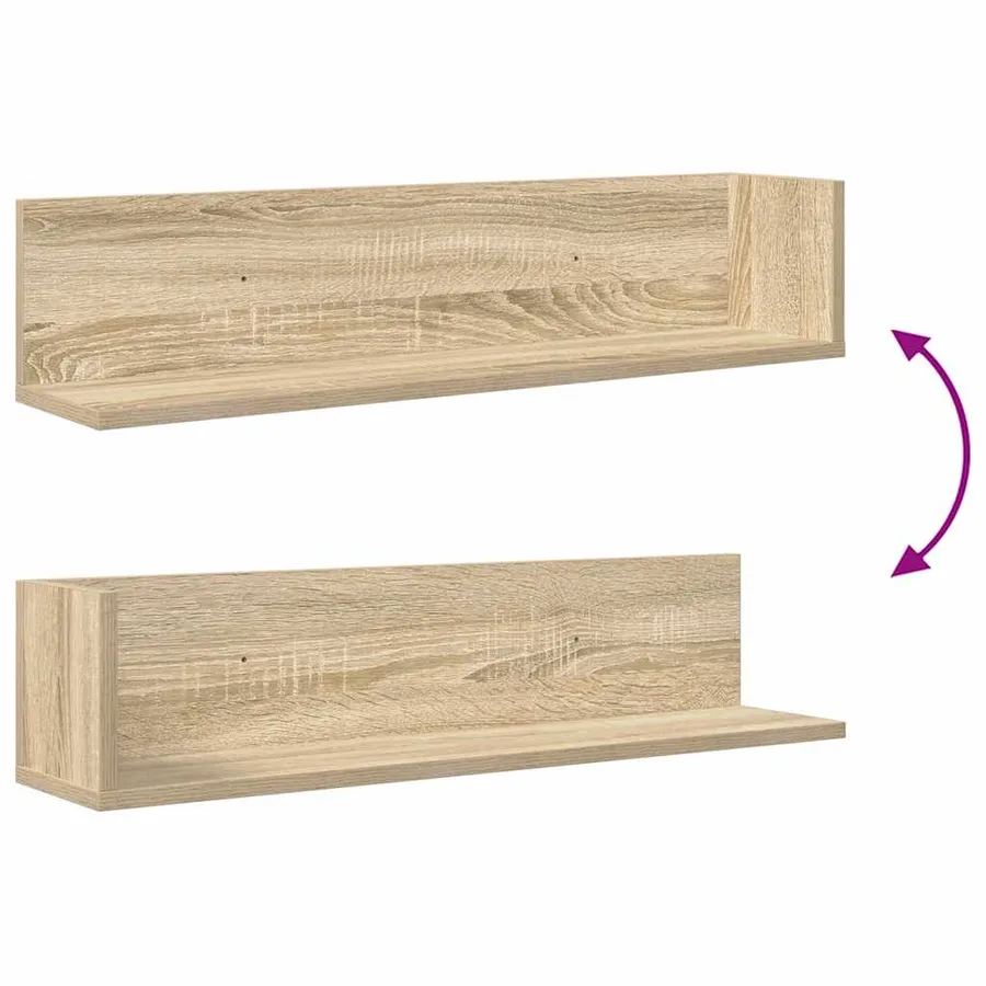 Étagères murales 2 pcs chêne sonoma 75x16,5x16,5 cm - 8