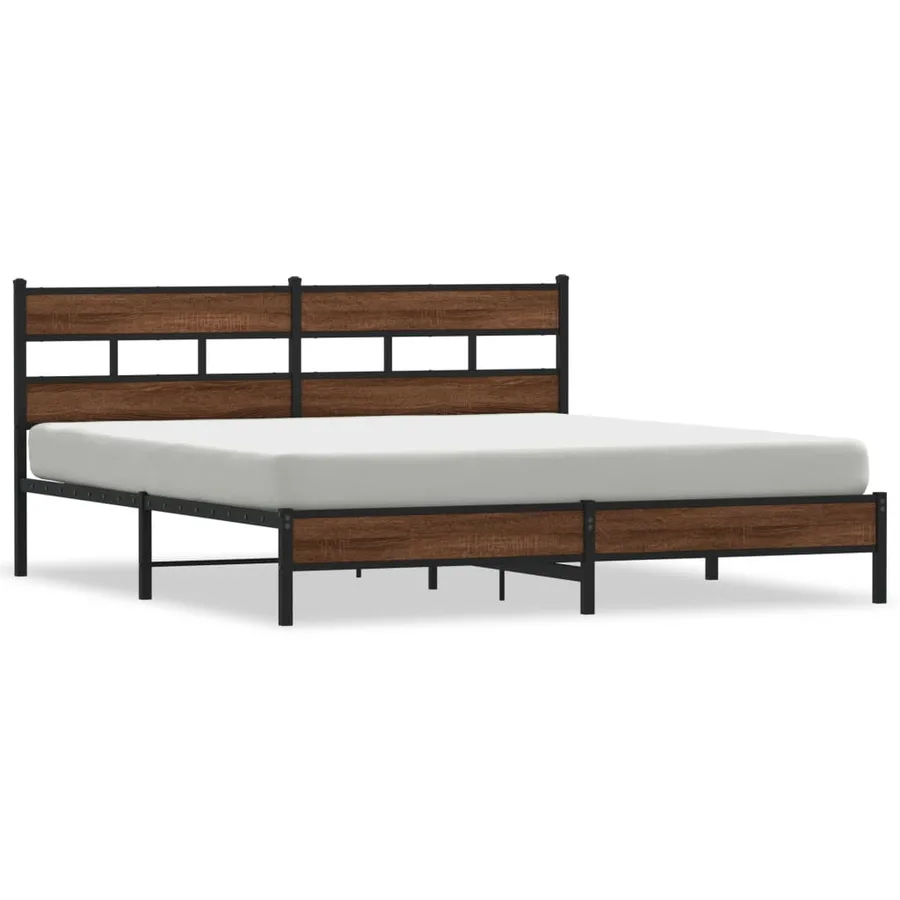 Cadre de lit en métal sans matelas chêne marron 183x213 cm - 2