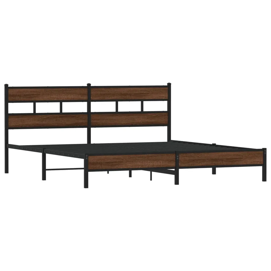 Cadre de lit en métal sans matelas chêne marron 183x213 cm - 3