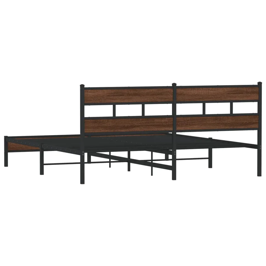 Cadre de lit en métal sans matelas chêne marron 183x213 cm - 6