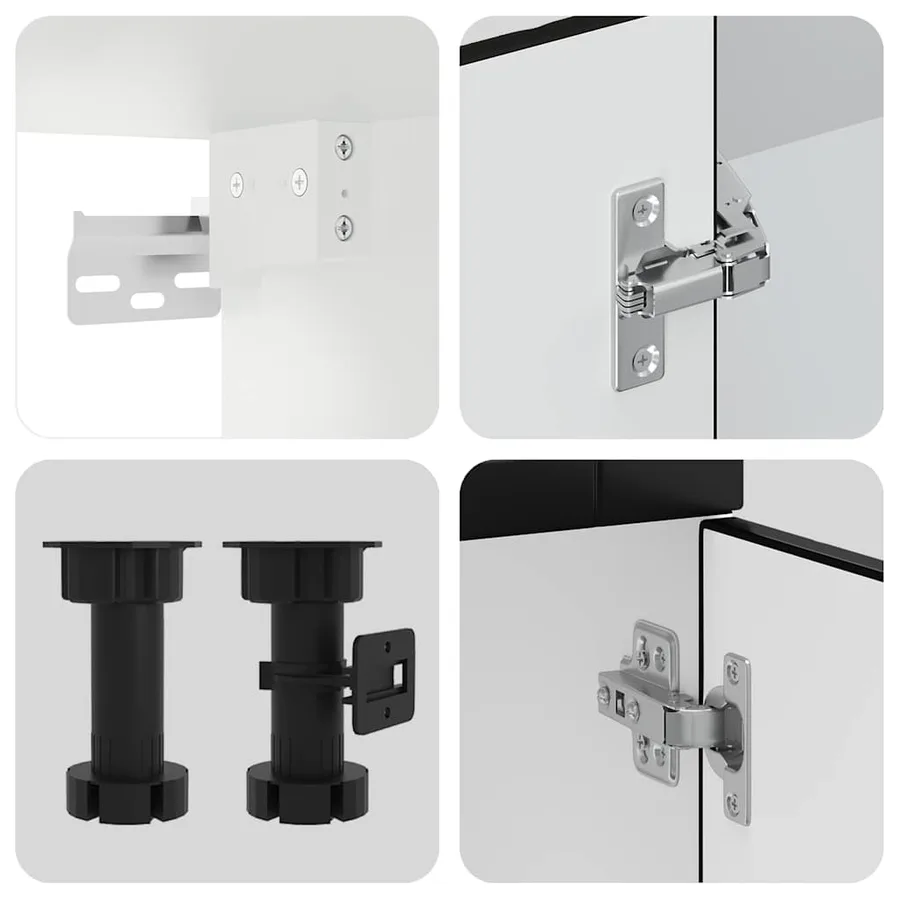 Ensemble de 4 meubles de cuisine "Porto" en bois d'ingénierie noir - 6
