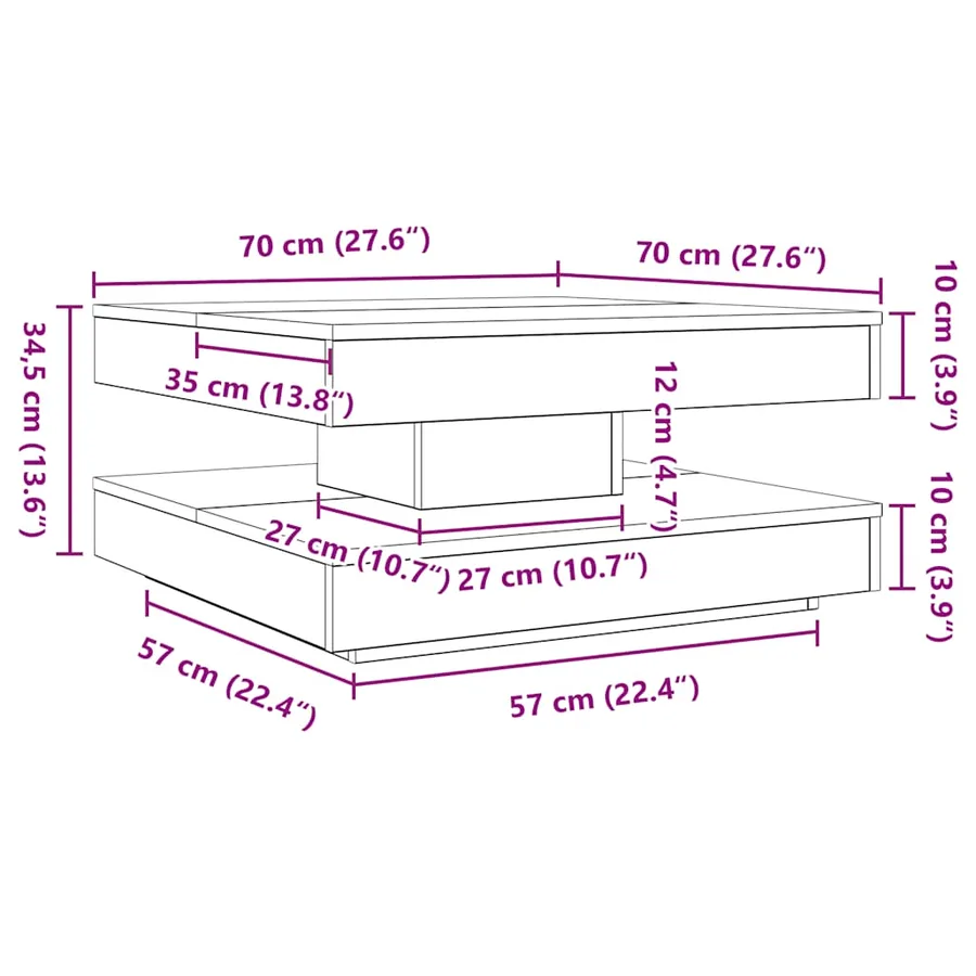 Table basse rotative à 360 degrés chêne sonoma 70x70x34,5 cm - 10