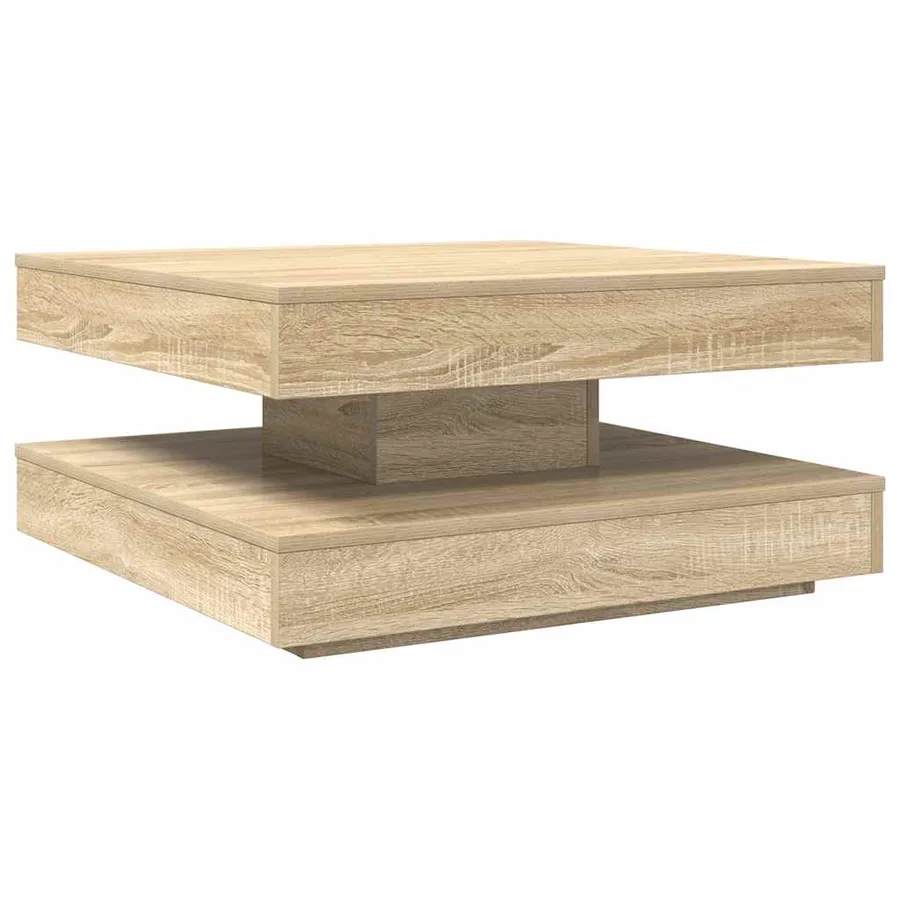Table basse rotative à 360 degrés chêne sonoma 70x70x34,5 cm - 2