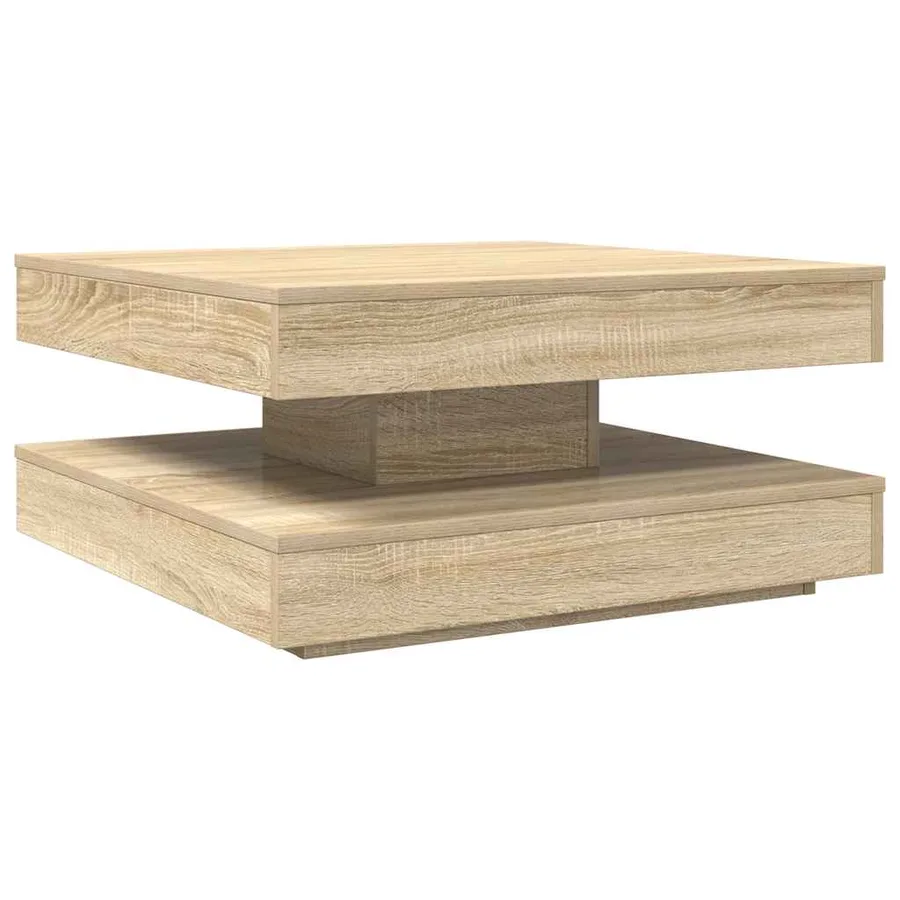 Table basse rotative à 360 degrés chêne sonoma 70x70x34,5 cm - 6