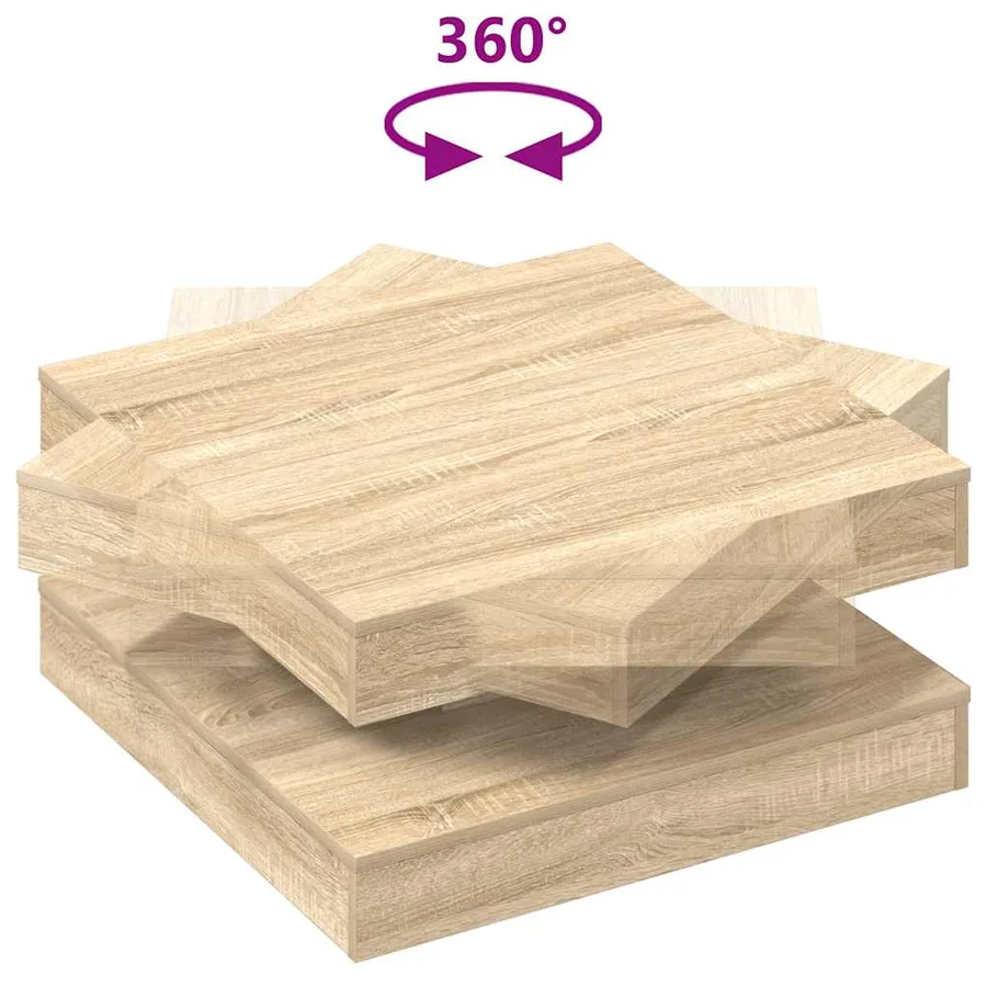 Table basse rotative à 360 degrés chêne sonoma 70x70x34,5 cm - 7