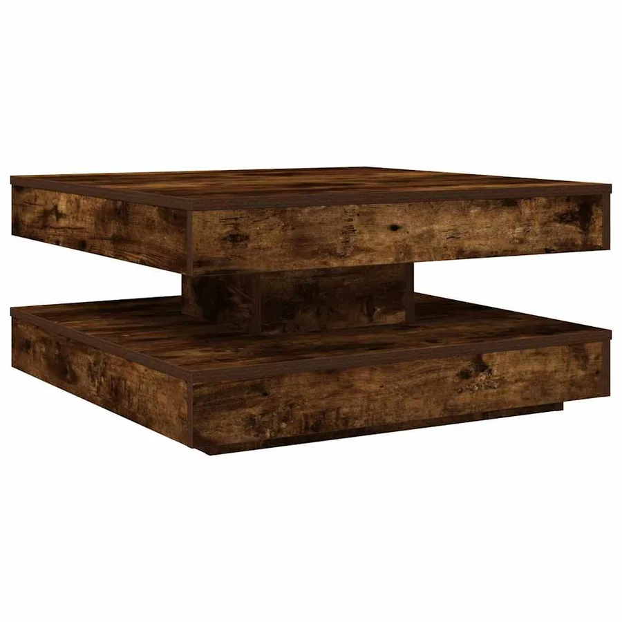 Table basse rotative à 360 degrés chêne fumé 70x70x34,5 cm - 6