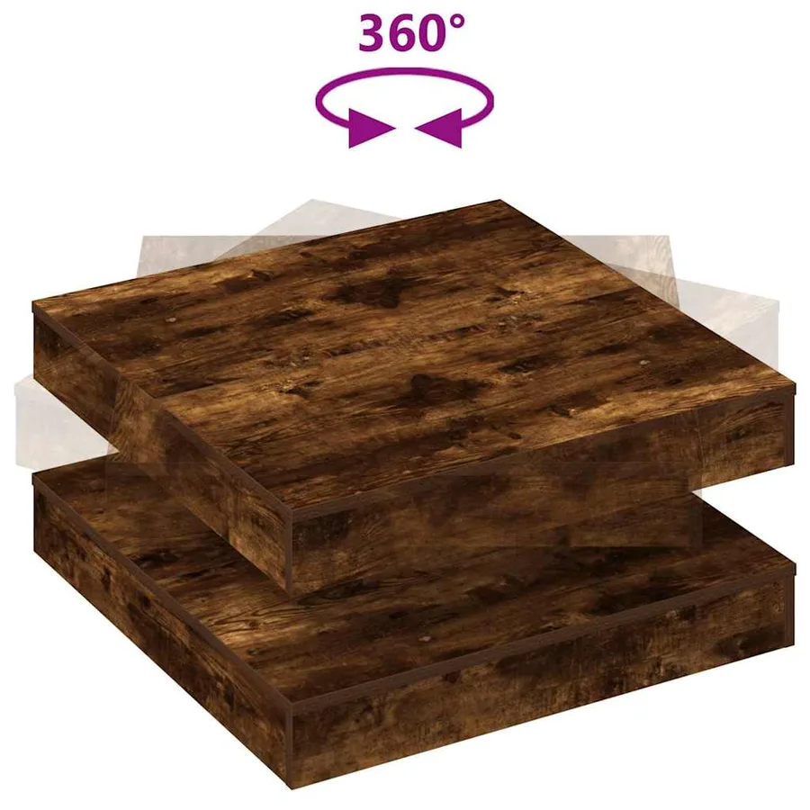 Table basse rotative à 360 degrés chêne fumé 70x70x34,5 cm - 7