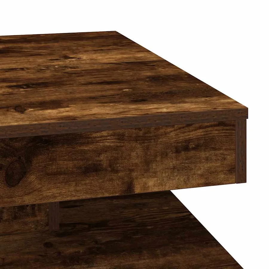 Table basse rotative à 360 degrés chêne fumé 70x70x34,5 cm - 8