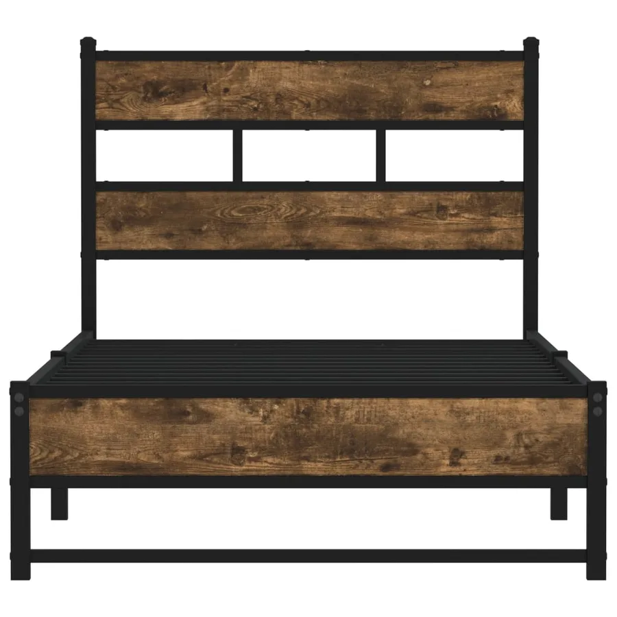 Cadre de lit en métal sans matelas chêne fumé 90x200 cm - 4