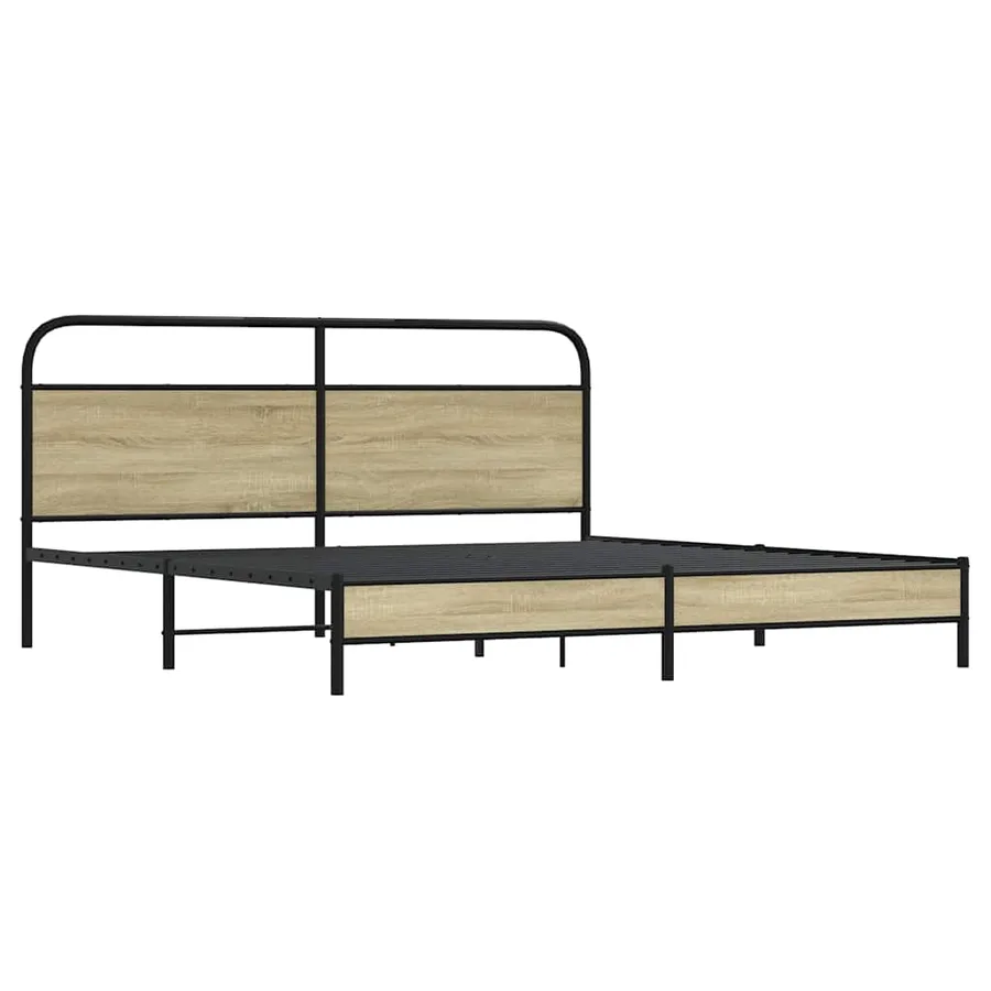 Cadre de lit en métal sans matelas chêne sonoma 180x200 cm - 3