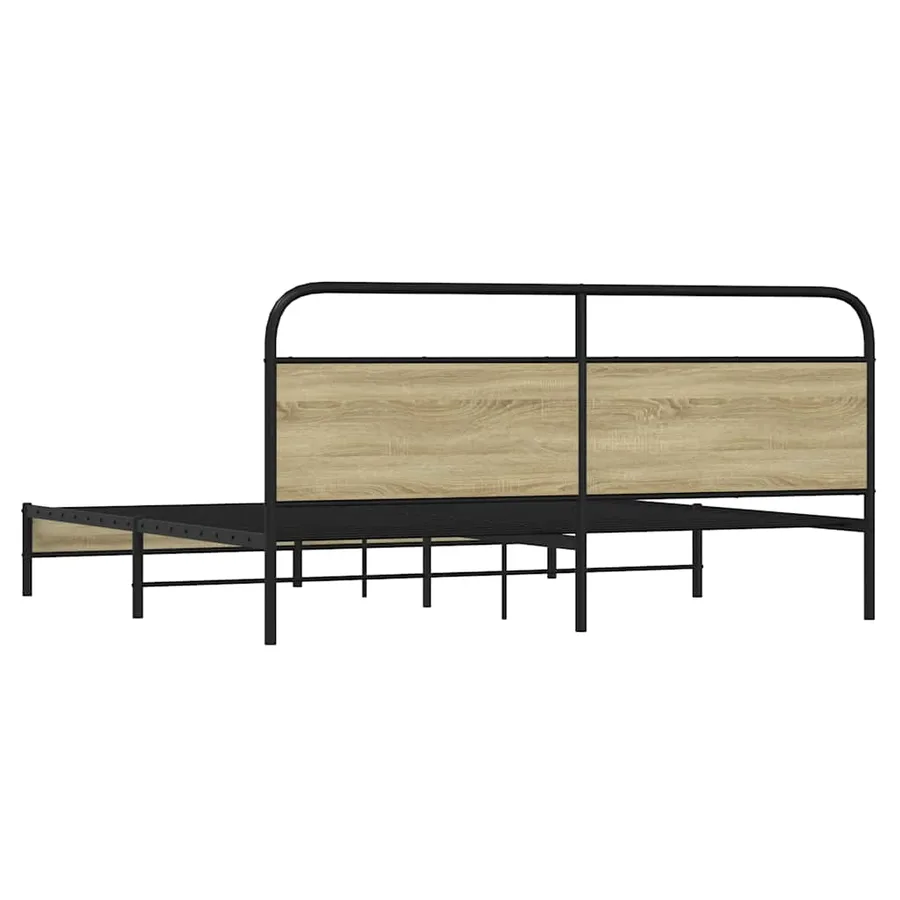 Cadre de lit en métal sans matelas chêne sonoma 180x200 cm - 7